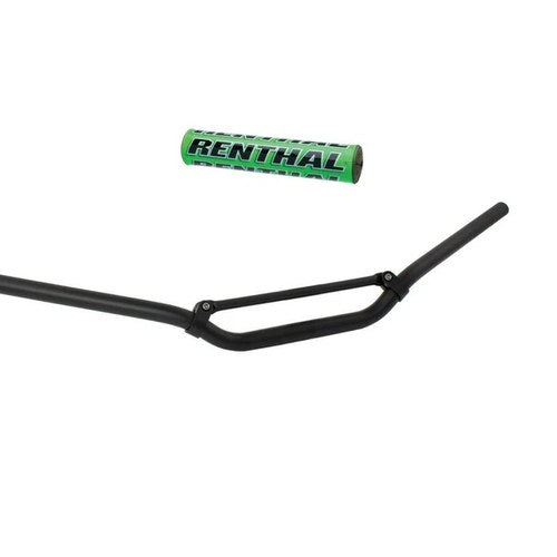 Motocross 7/8" MX Handlebars Black Aluminium Medium Braced & Green Renthal Pad