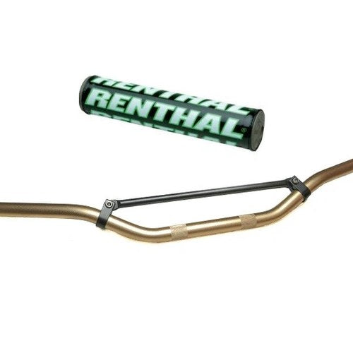 Motocross 7/8" MX Handlebar Bronze Aluminium Braced & Black Green Bar Pad