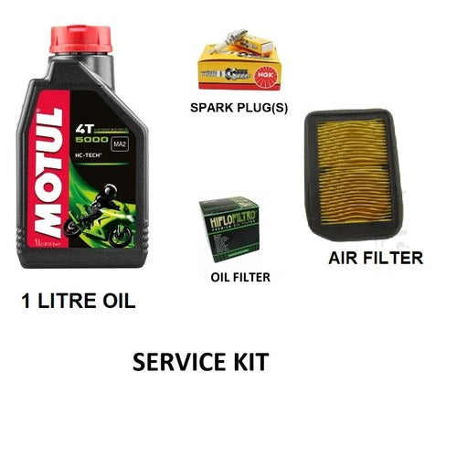 Service Kit For Yamaha YS 125 Cbs 2017-2021 (Oil,Spark Plug, Air & Oil Filter)