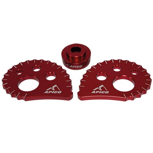 Apico Trials Snail Chain Adjuster Cams For 20mm (With Spacer - Oversize) Red