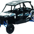 Newray Die Cast Model Polaris Rzr XP4 Turbo EPS, Blue, White & Black, Scale 1:18