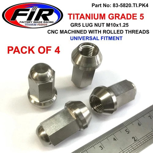 Titanium GR5 Tapered Wheel Nut M10X1.25, Beveled Nut (per 4)
