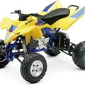 Newray Die Cast Model Suzuki LT450R Quadracer Blue & Yellow, Scale 1:12