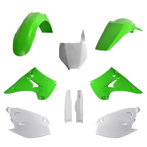 Polisport Plastic Kit + Fork Guards Kawasaki KX125/250, 2004-2008, OEM Style