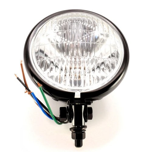 Headlight Complete Black Bottom Mount Mini Bates 4.5" Headlight Compl