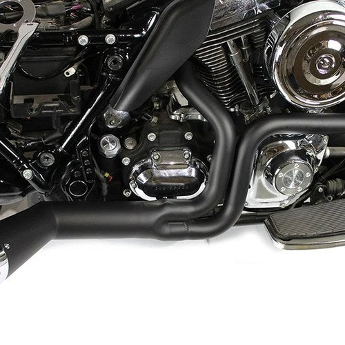 Flt Offset Megaphone 2:1 Exhaust Black with Chrome Tip for Harley-Davidson