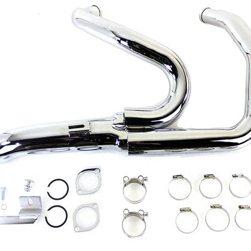 Wyatt Gatling 1-3/4 inch 2 into 1 Exhaust Header Set Chrome for Harley-Davidson