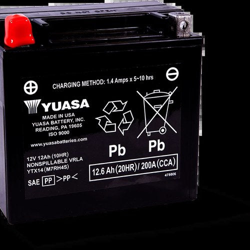 Yuasa YTX14 Maintenance For Free Agm 12 Volt Battery