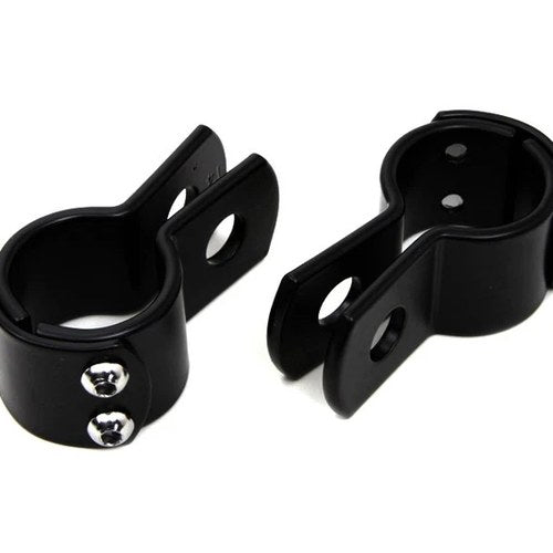 Black 1-1/2 inch Footpeg Mount Clamp Set for Harley-Davidson