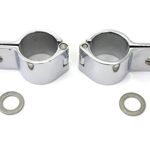 Chrome 1-1/4 inch Footpeg Mount Clamp Set for Harley-Davidson