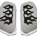 Driver Footboard Set Chrome with Flame Design for Harley-Davidson