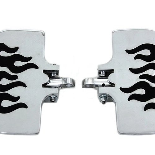 Passenger Mini Footboard Set with Flame Design for Harley-Davidson