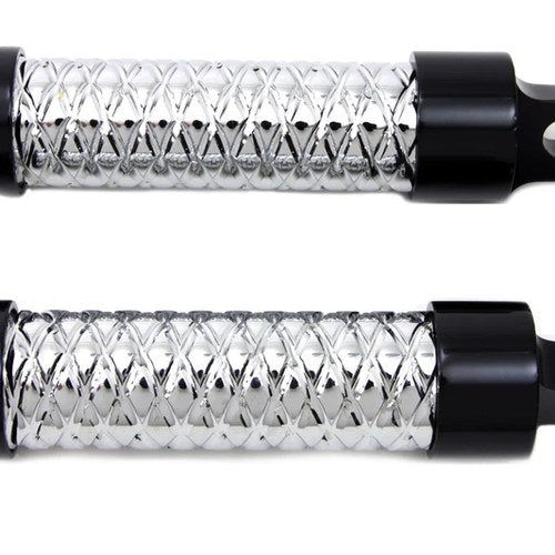 Chrome Bullet Style Footpeg Set with Black Ends for Harley-Davidson