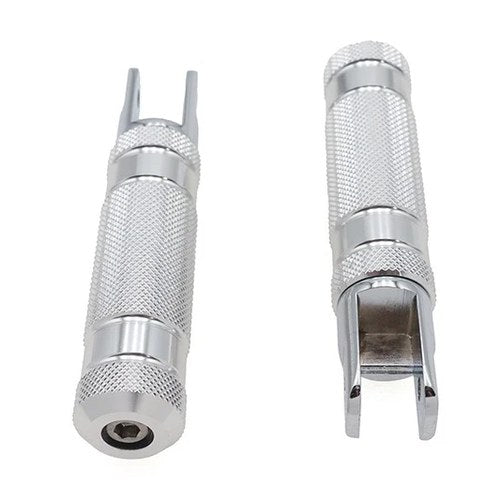 Silver Knurled Four Grooved Footpeg Set for Harley-Davidson