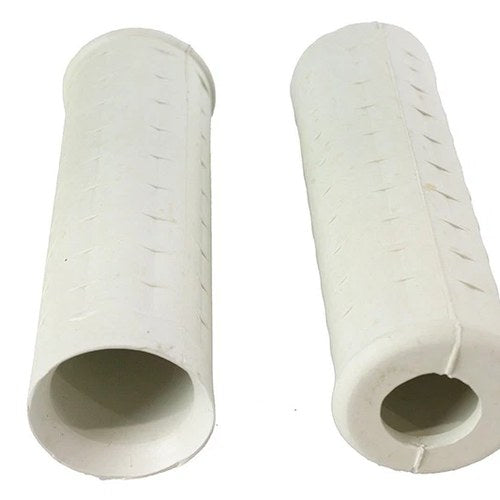 Replica White Waffle Style Grip Set with Plug Hole for Harley-Davidson