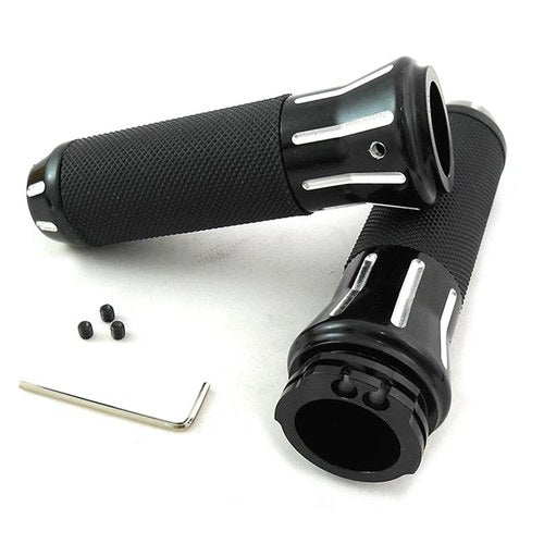 Black Grip Set with Black End Caps for Harley-Davidson