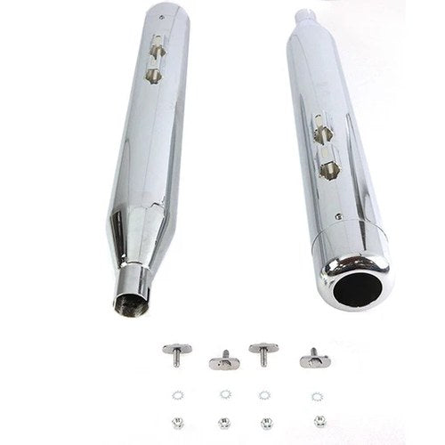 4 inch Muffler Set with Chrome Hollow Point End Tips for Harley-Davidson