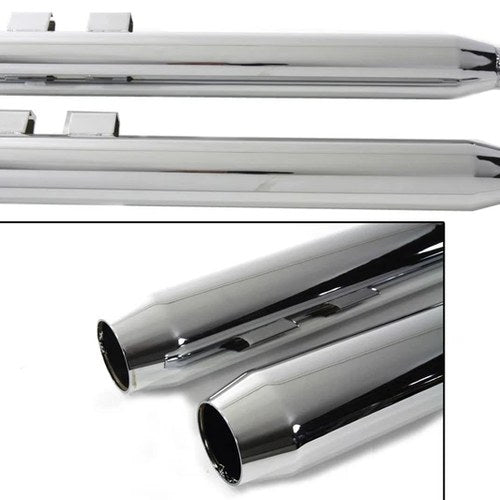 Muffler Set With Chrome Short Tapered End Tips for Harley-Davidson