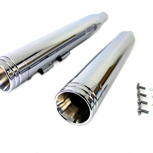Wyatt Gatling Muffler Set Chrome with Chrome 2 Ring Comet for Harley-Davidson