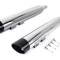Wyatt Gatling Muffler Set Chrome with Black Slash Down Tip for Harley-Davidson