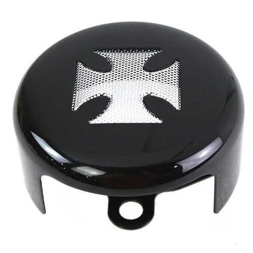 Round Horn Cover Black with Chrome Maltese for Harley-Davidson