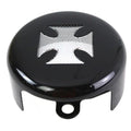 Round Horn Cover Black with Chrome Maltese for Harley-Davidson