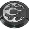 Black 3-Hole Flame Derby Cover for Harley-Davidson