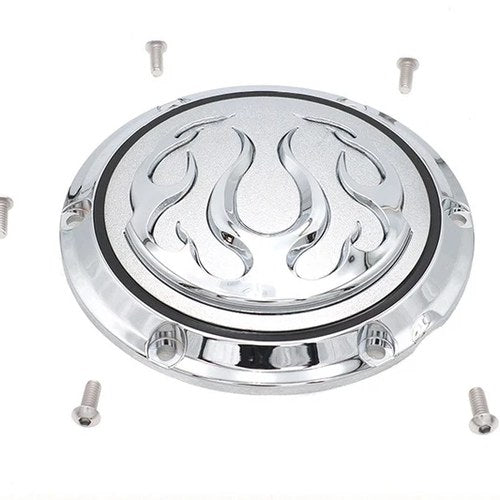 Chrome 6-Hole Flame Derby Cover for Harley-Davidson