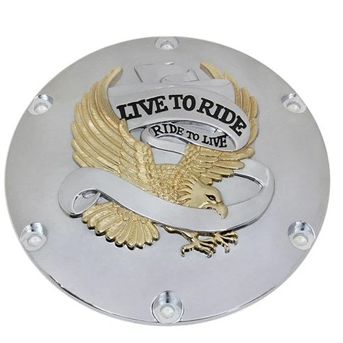 Eagle Spirit Derby Cover Gold Inlay for Harley-Davidson