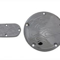 5-Hole Flame Derby and Oval Inspection Set Chrome for Harley-Davidson