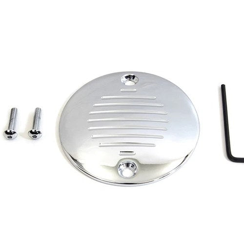 Grooved Ignition System Cover 2-Hole Chrome for Harley-Davidson