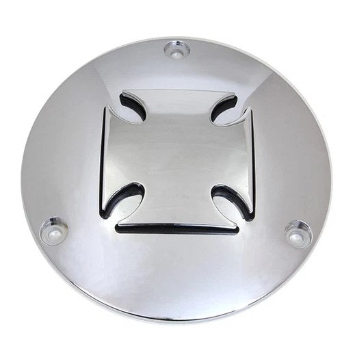 Iron Cross Raised Primary Derby Cover Chrome Billet for Harley-Davidson