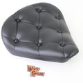 Black Vinyl Solo Seat with Buttons for Harley-Davidson