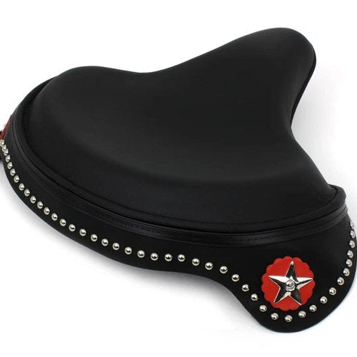 Black Leather Solo Seat with Skirt for Harley-Davidson