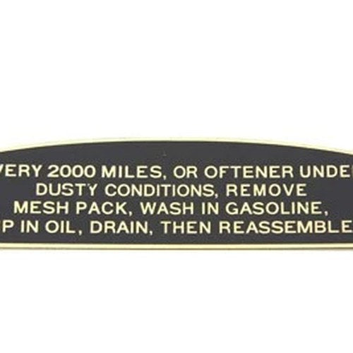 Air Cleaner Instruction Tag for Harley-Davidson