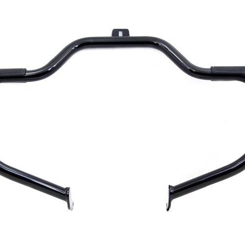 Black Front Engine Bar with Footpeg Pads for Harley-Davidson