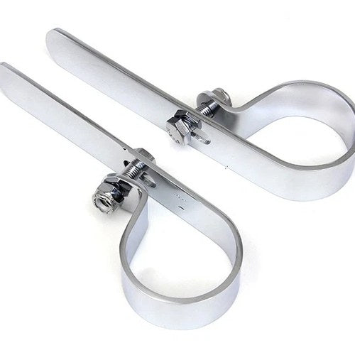Chrome 2-1/2 inch Muffler "P" Clamp Set for Harley-Davidson