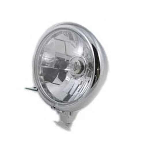 Chrome 5-3/4 inch Round Faceted Headlamp Assembly for Harley-Davidson