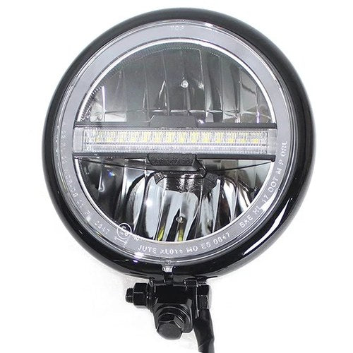 5-3/4 inch Bates Style LED Headlamp Black for Harley-Davidson