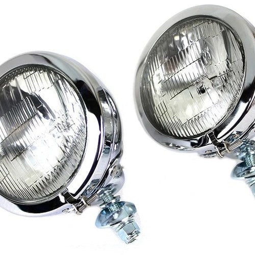 4-1/2 inch Fluted Lens Spotlamp Set with 6 Volt Bulb for Harley-Davidson