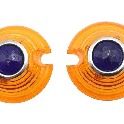 Marker Lamp Lens Amber with Blue Dot Bullet Style for Harley-Davidson