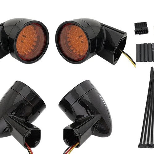 Black Revox Bullet LED Turn Signal Lamp Kit for Harley-Davidson