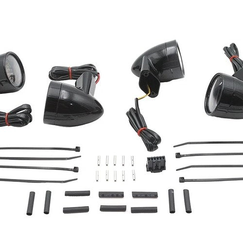 Black Revox Bullet LED Turn Signal Lamp Kit for Harley-Davidson