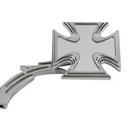 Chrome Maltese Mirror with Billet Skull Stem for Harley-Davidson