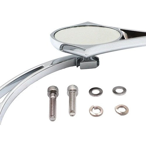 Chrome Spike Oval Mirror with Billet Cross Head Stem for Harley-Davidson