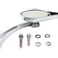 Chrome Spike Oval Mirror with Billet Cross Head Stem for Harley-Davidson