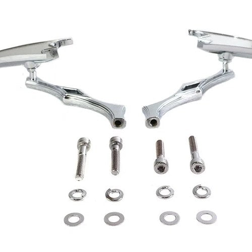 Crescent Mirror Set with Billet Twisted Stems for Harley-Davidson