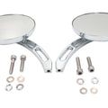 Oval Mirror Set with Billet 3 Slot Stem Chrome for Harley-Davidson