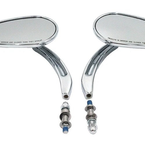 Rectangle Taper Mirror Set with Billet Stems Chrome for Harley-Davidson