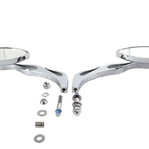 Druid Mirror Set Oval Flame Style with Billet Stem for Harley-Davidson